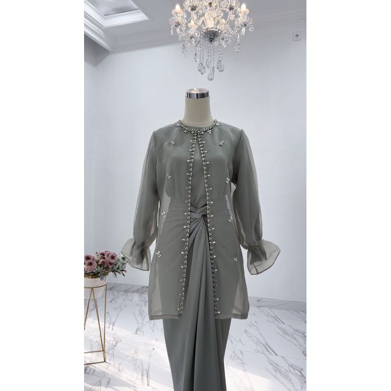 DISKON (ADA JUMBO) ONESET JEMMA ORGANZA PREMIUM OUTFIT KONDANGAN SETELAN ROK LILIT SETELAN OUTER