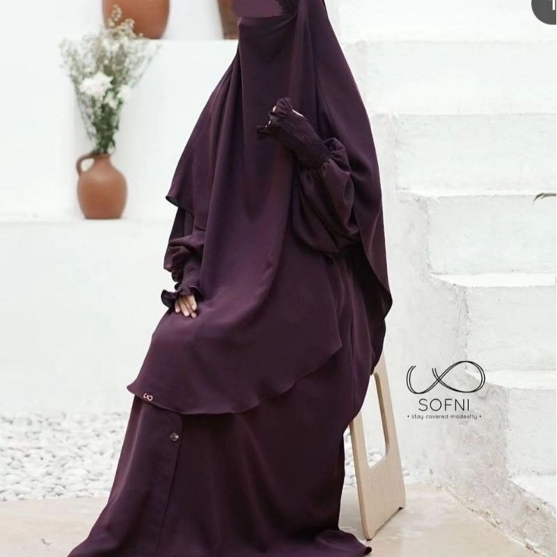 pre❤ malika abaya by sofni dark plum size S bahan marzan mazen witf deff minus