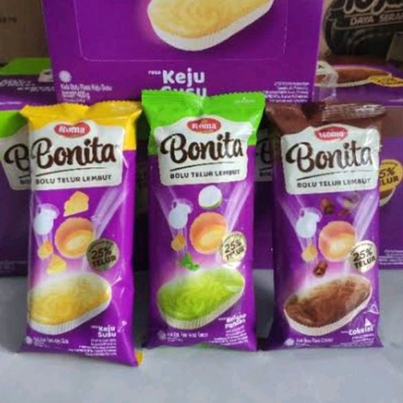 

Bonita bolu rasa coklat,vanila dan pandan 1box/12pcs