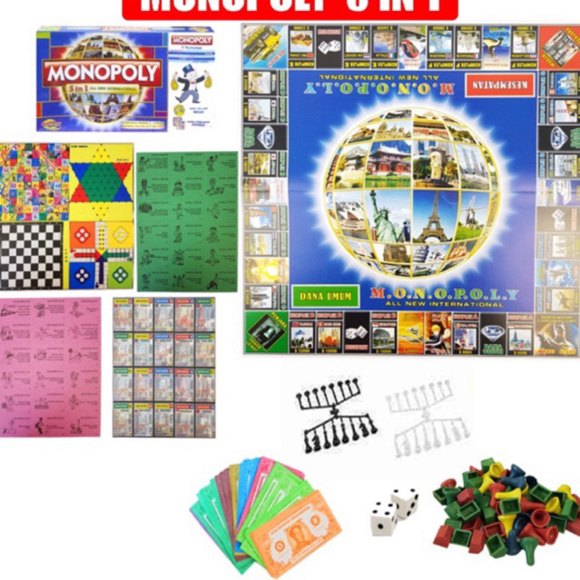 MONOPOLY TANGGUNG & BESAR - Dadu - Board games - ULAR TANGGA - LUDO - Mainan anak jadul monopoli vir