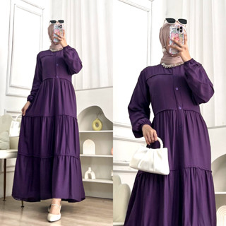 Gamis Zahra Bahan Polo Linen Pakaian Wanita Muslim