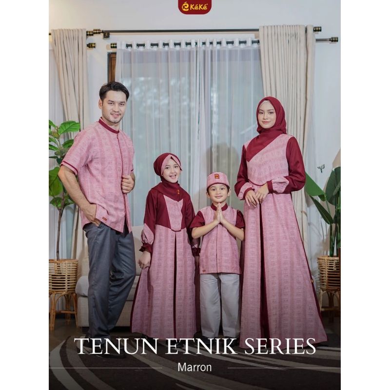 PROMO KEKE TENUN ETNIK SERIES MAROON/ GAMIS DEWASA MAROON - KOKO ANAK MAROON