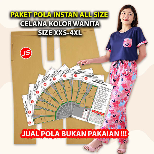 paket Pola Instan All Size Celana Kolor Wanita | Pola Semua Ukuran XXS-4XL