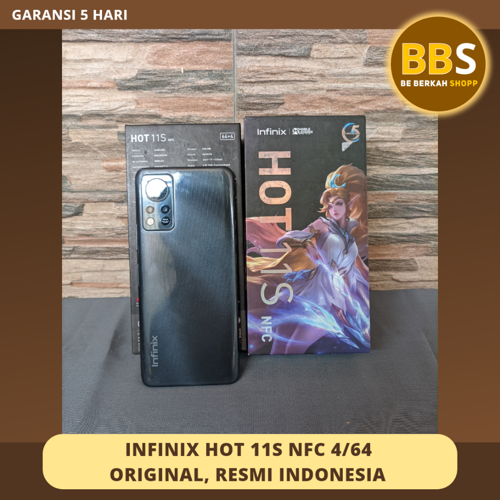 HP Second INFINIX HOT 11S NFC 4/64, Original, Resmi Indonesia, Bekas