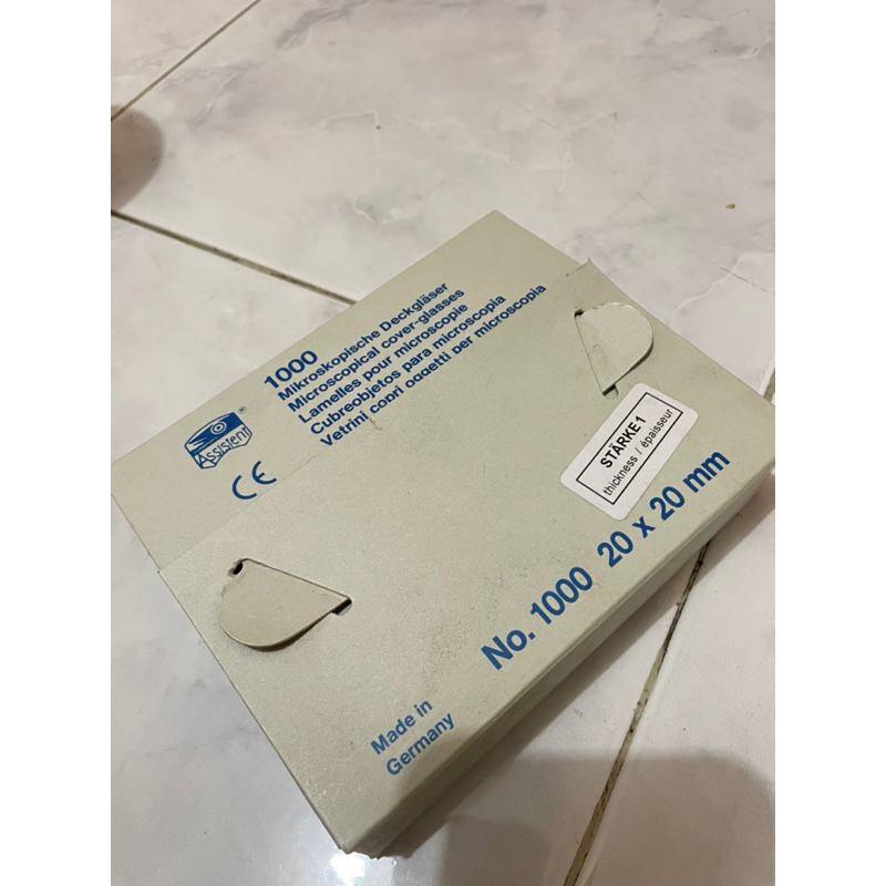 Cover Glass / Deck Glass / Kaca Microscope 20x20mm ASSISTENT - Germany