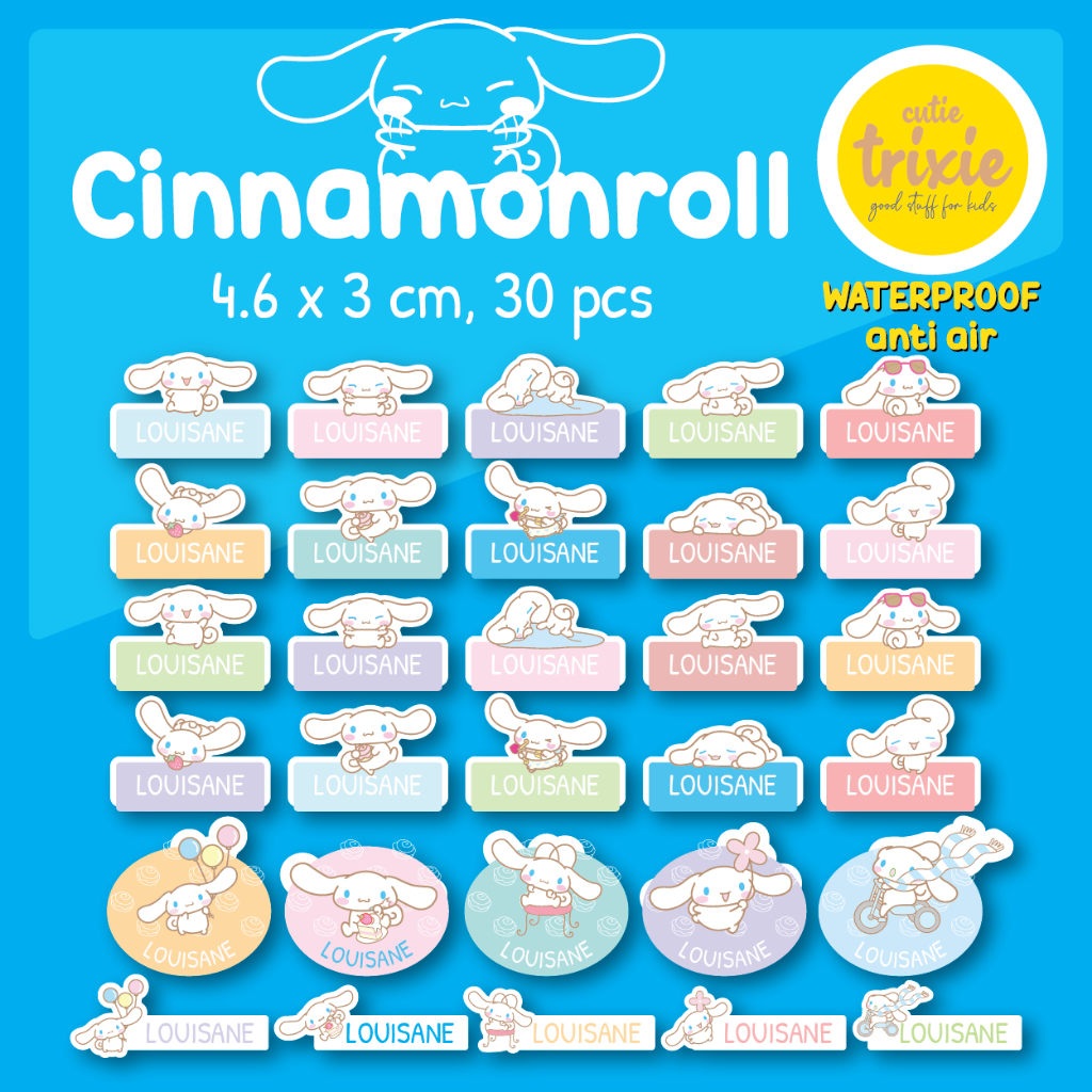 

Sticker label nama anak waterproof Cinnamonroll