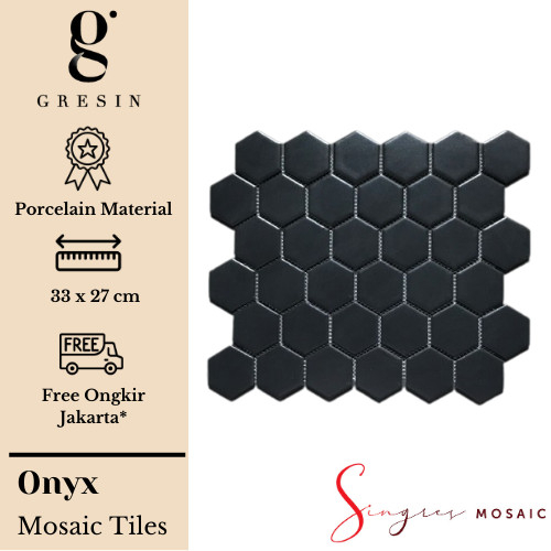 Onyx Hexagonal Singres Mosaic Tiles | Mosaic Keramik