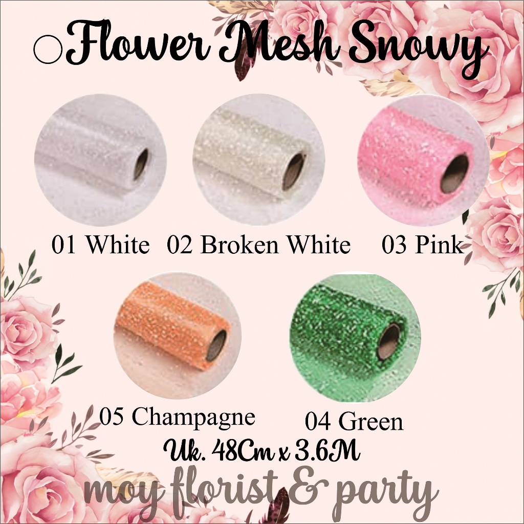 

Flower Mesh Snowy 48cm x 3.6meter