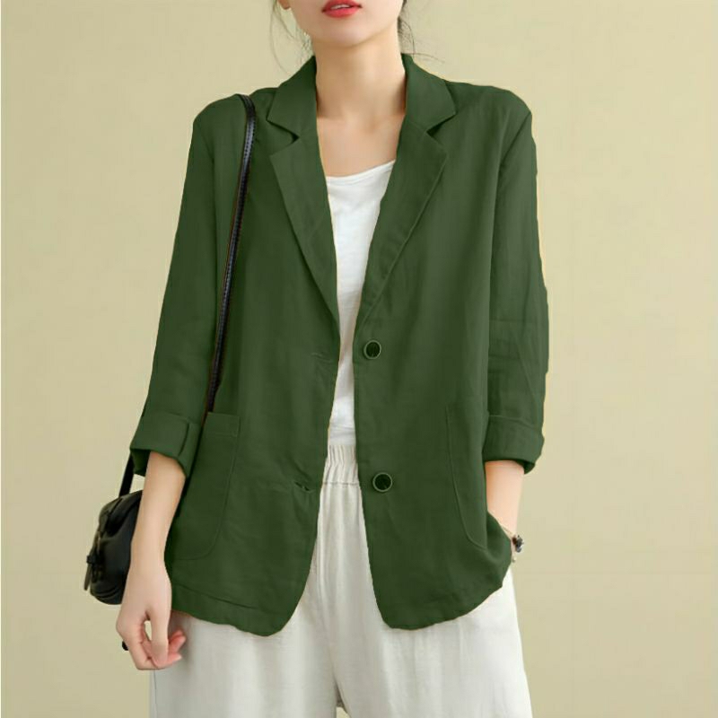 hot deals blazer jumbo wanita linen ld 100cm sampai 140cm dumma blazer blazer korea blazer wanita