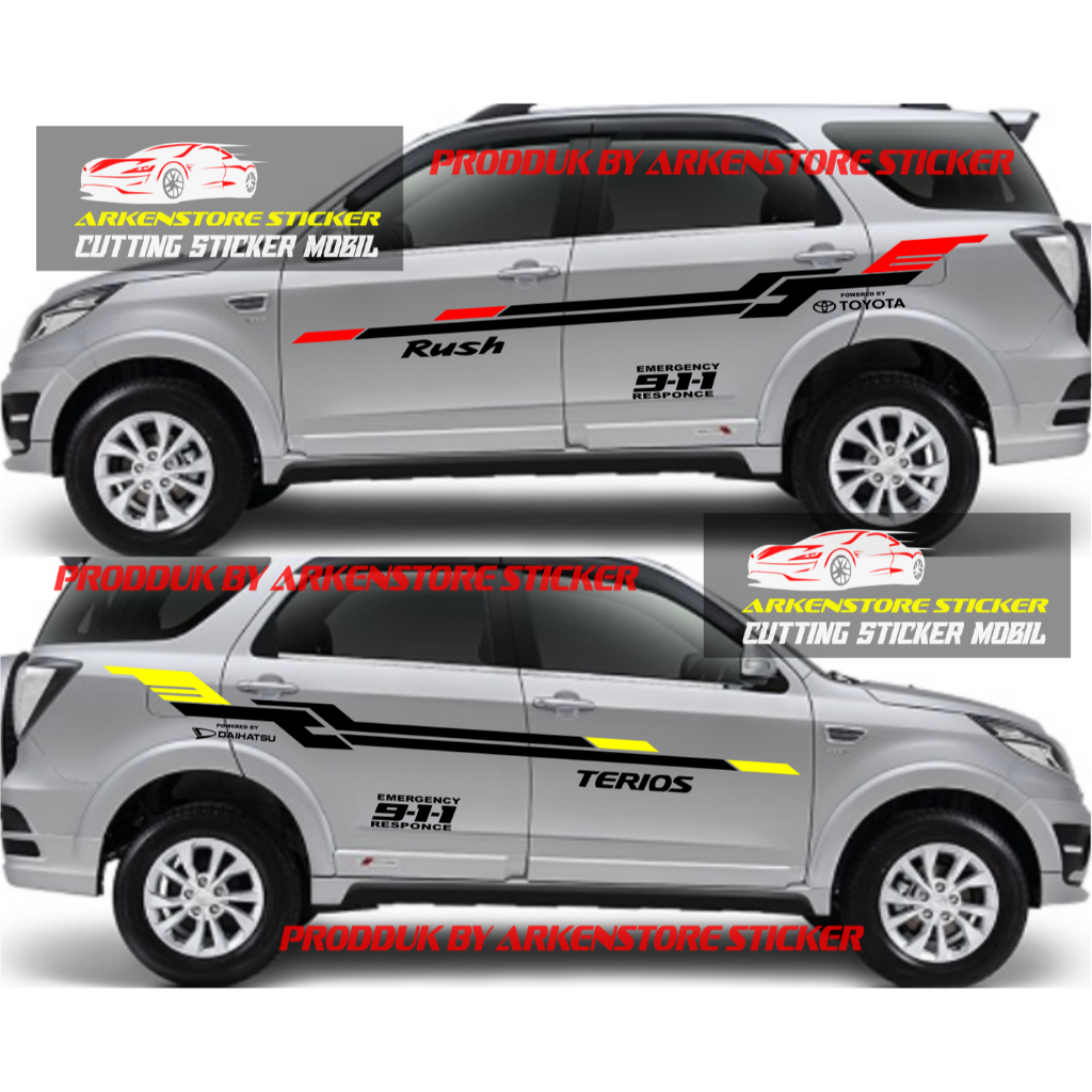 Cutting sticker stiker mobil rush terios sticker list bodi mobil terios rush