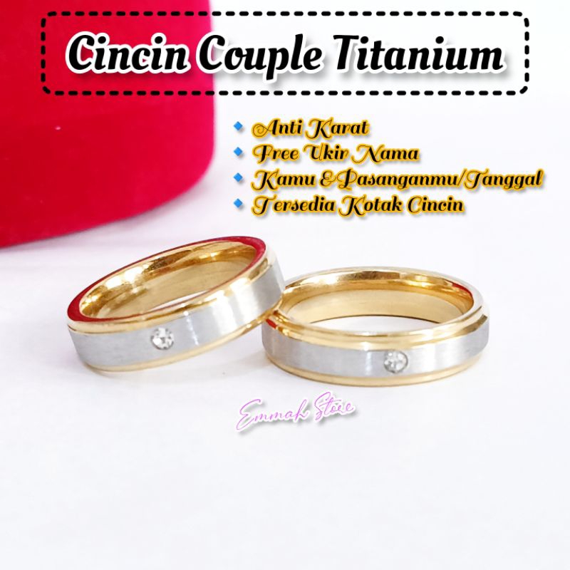 [COD]✓Cincin Titanium Couple Ukir Nama Anti Karat Cicin Pasangan  Tunangan Nikah Stainless stell