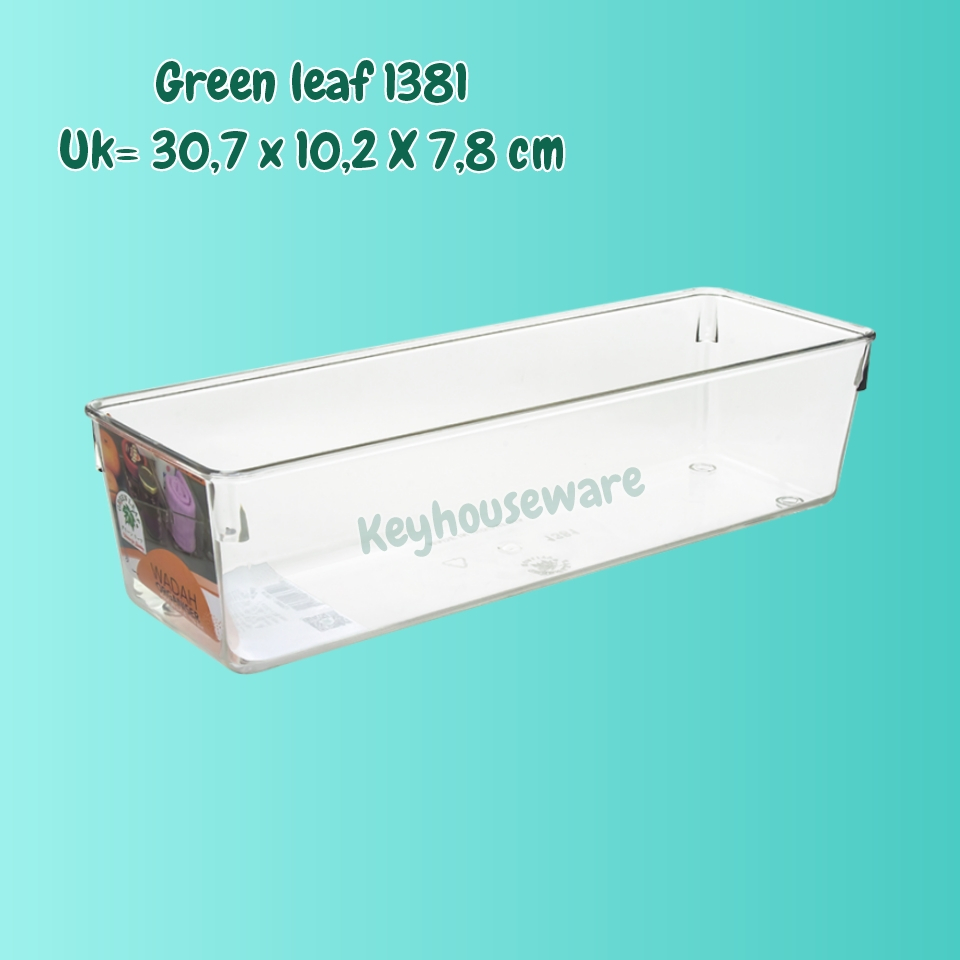 Organizer Kulkas / Wadah Serbaguna Acrilic Transparan / Green Leaf 1381