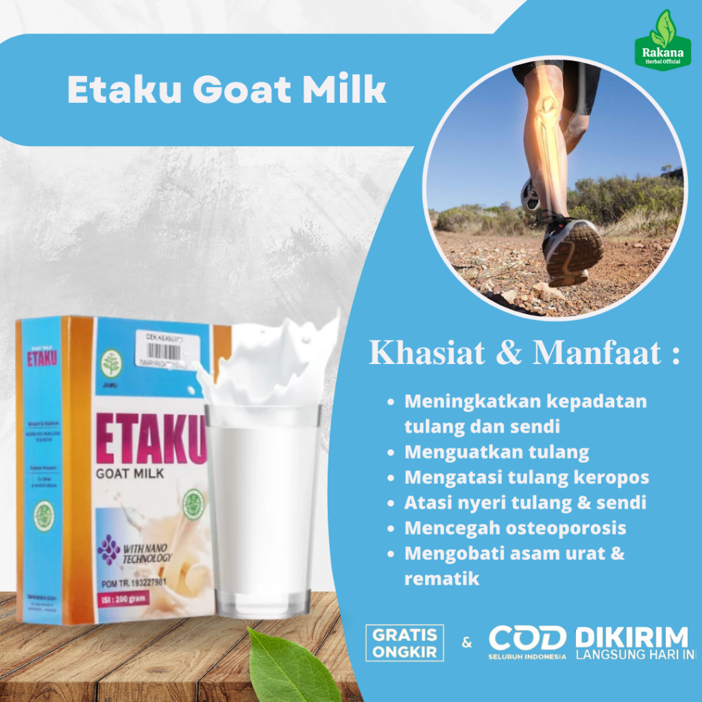 

Etaku – Susu Kambing Etawa Tingkatkan Kepadatan & Kesehatan Tulang Sendi Susu Anti Asam Urat Rematik Reumatik Nyeri Sendi