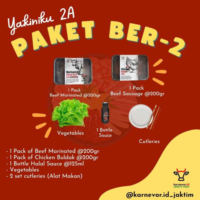 

Paket BBQ 2 Orang/Paket Yakiniku/Beef Marinated/Chicken Buldak/Paket BBQ