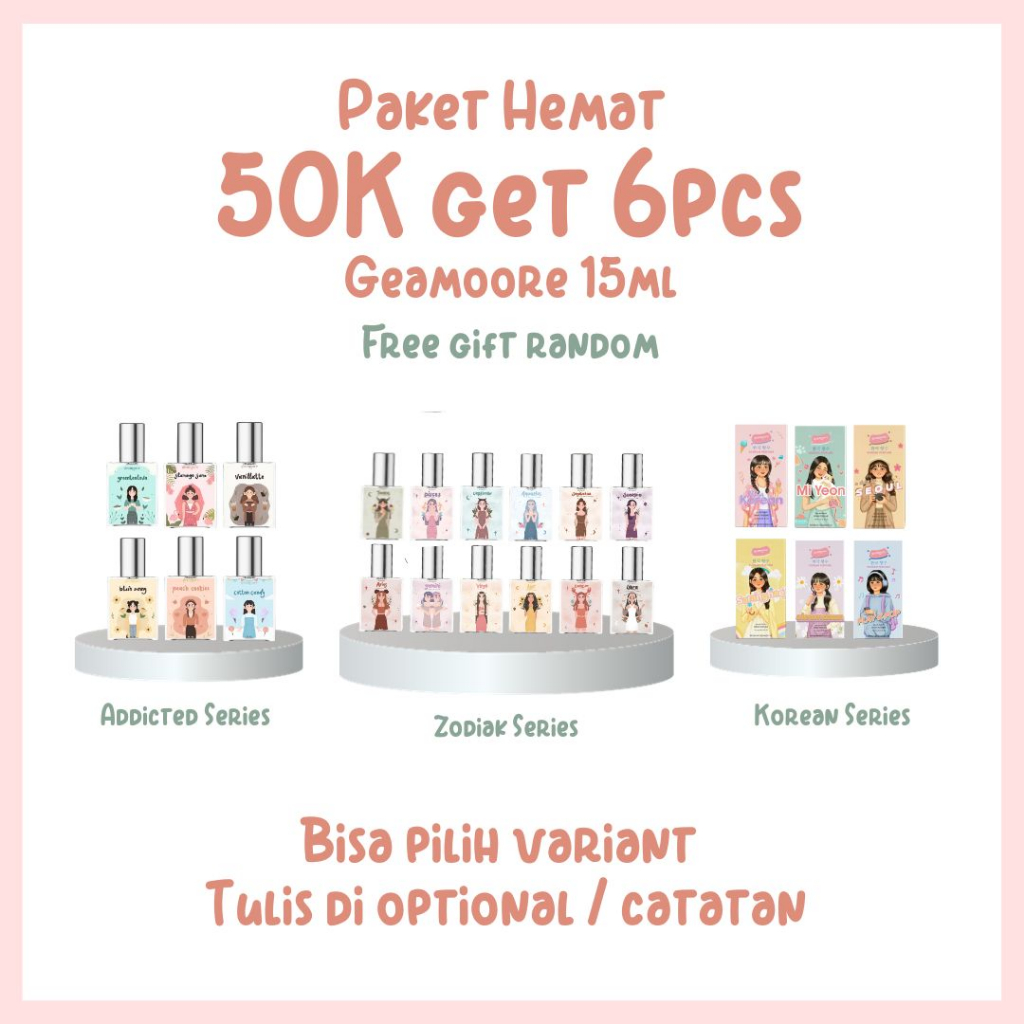 PAKET HEMAT 6 PCS GEAMOORE ADDICTED | GEAMOORE KOREAN | GEAMOORE ZODIAK SPRAY 15ML