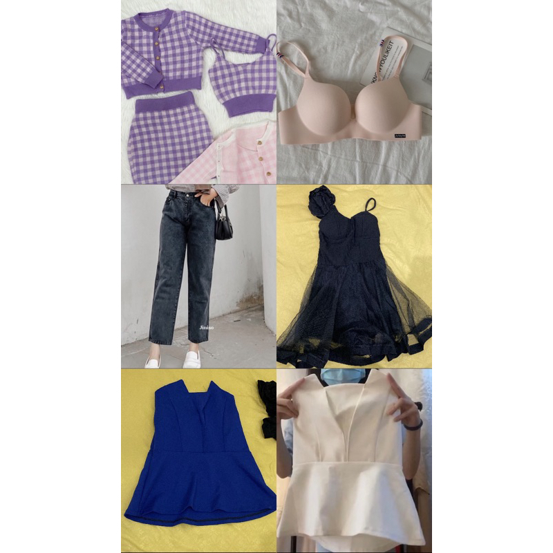 OBRAL BAJU BARU MURAH TIDAK PERNAH DIPAKAI - Setelan Tank Top Knit Sweater Rok Rajut -  Jeans Jiniso