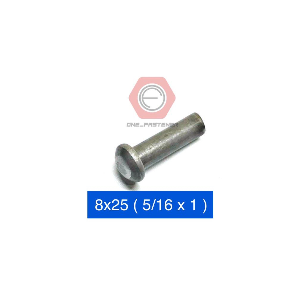 Paku Keling M8x25 Besi Kepala Bulat rivet Jembatan 8mm 2.5cm 5/16x1 PKB
