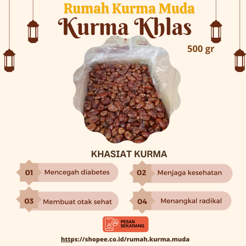 

Rumah Kurma Muda - Kurma Khalas Sa'ad 500 Gram | Oleh Oleh Haji dan Umroh | Kurma Khalas 1/2 Kg