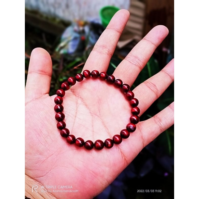 gelang kayu akar bahar merah 7mm gelang tali arus merah gelang bahar