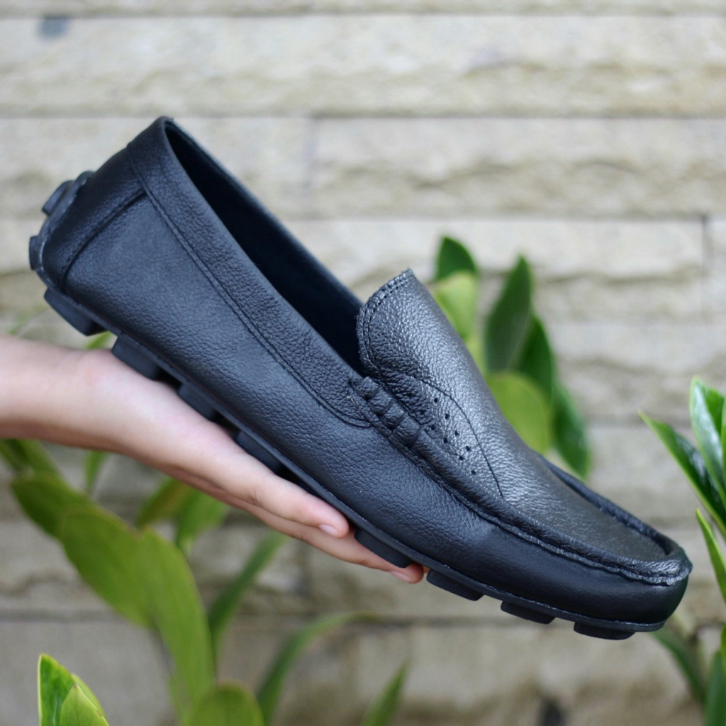 Sepatu Slip On Pansus Pria Kulit Asli Murah Ringan Nyaman Slop Casual Jalan Santai Trendy