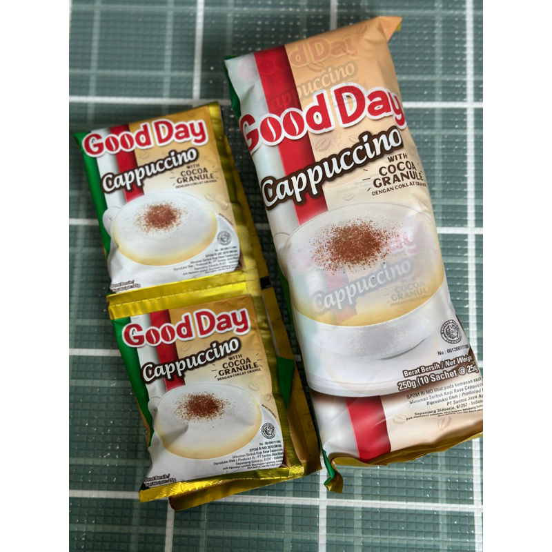 

Good Day Cappuccino Coffee kemasan sachet 25gr (isi 10bks)