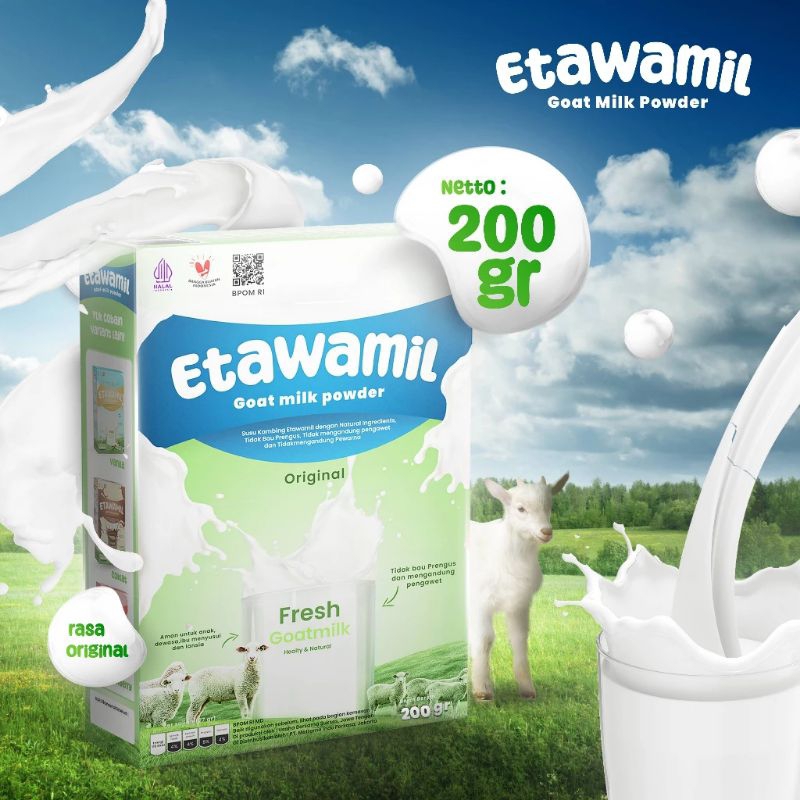 

susu kambing ETAWAMIL susu bubuk -rasa original enak sehat halal BPOM 200gram