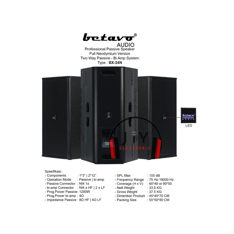 Speaker Pasive 12 inch Betavo Full Neodymium Version BX-24N BX 24N