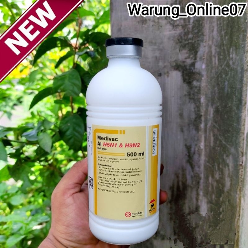 Vaksin Medivac AI T H5N1 & H9N2 Netto 500ml Dosis 1000 Ekor Mencegah Penyakit Tetelo Flu Burung Menc
