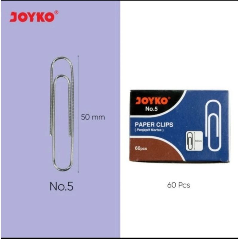 

Paper Clip / Klip Penjepit Kertas Trigonal Joyko No. 5 (10 Pack)