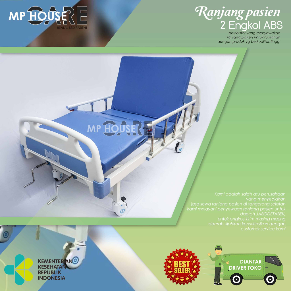 Sewa Ranjang Pasien 2 Engkol | Rental Bed Rumah Sakit 2 Crank Medis