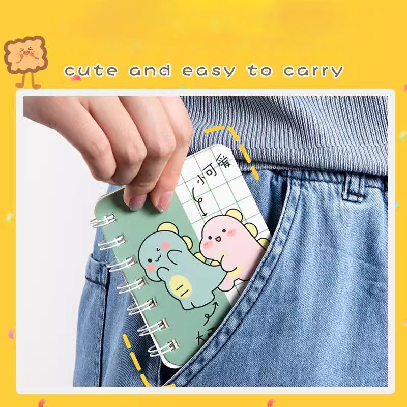 

Note Book Mini A7 - Buku Catatan Mini Ring A5 Aesthetic motif Dino Bear