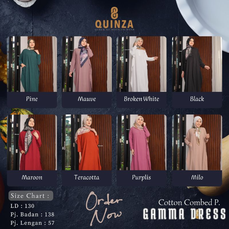 GAMMA DRESS by Quinza [ NEW - Quinza Plain Dress Series ] Gamis Quinza