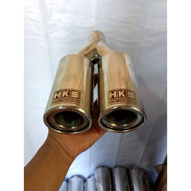 knalpot mobil HKS cabang dua suaranya bass adem all mobil
