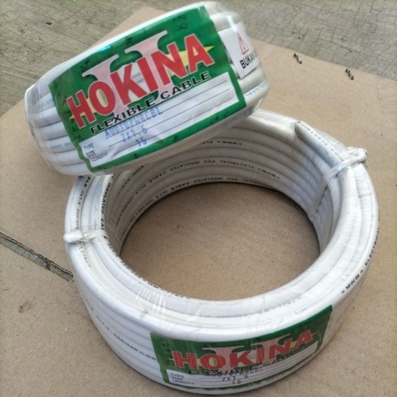 Kawat kecil HOKINA 2 X 1.5 10M / FLEXIBLE CABLE / KABEL ISI 2 / 2X1.5 / KABEL KAWAT