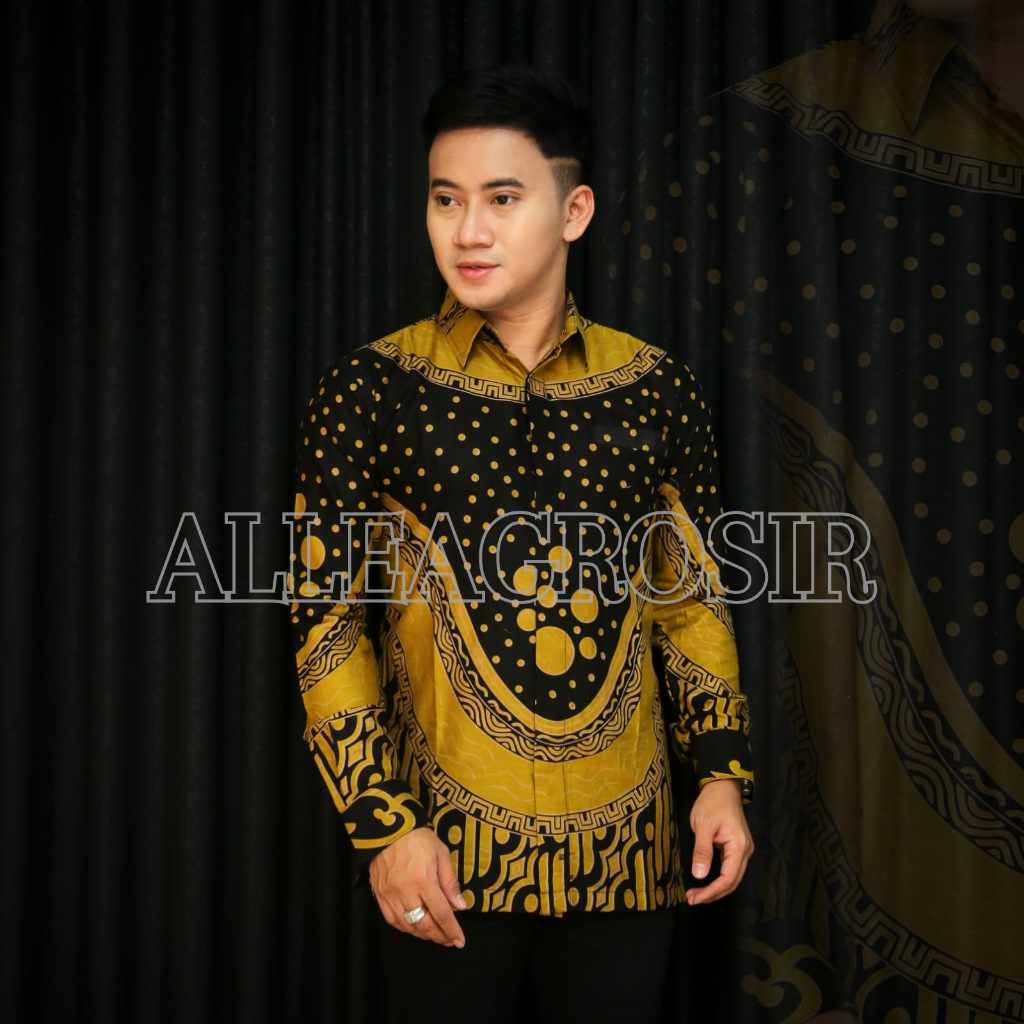 Kemeja Batik Pria Lengan Panjang Casual, Batik Terbaru Trendy Modern Baju Katun