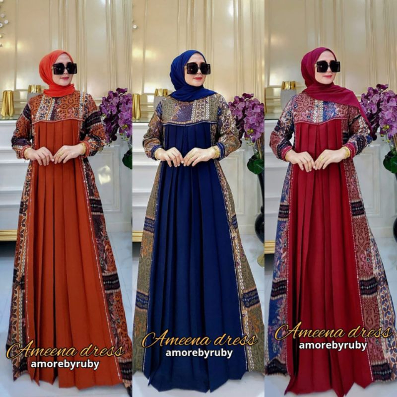 Gamis Terbaru Dress Najwa Original Brand Amore by Ruby Fashion Muslimah Terkini Outfit Kondangan dan