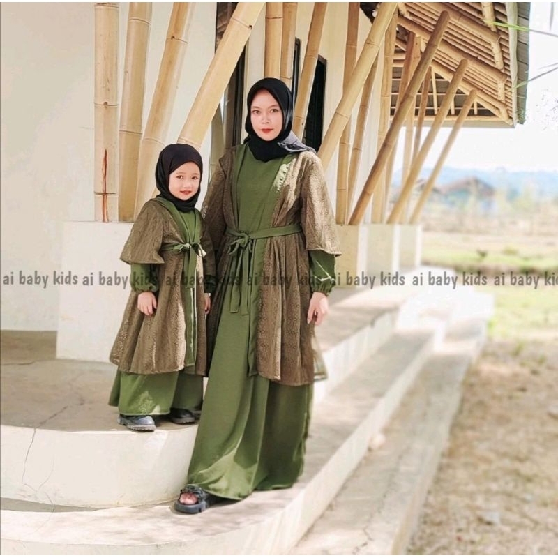 Malika dress ibu dan anak/ baju kondangan ibu dan anak/ gamis anak