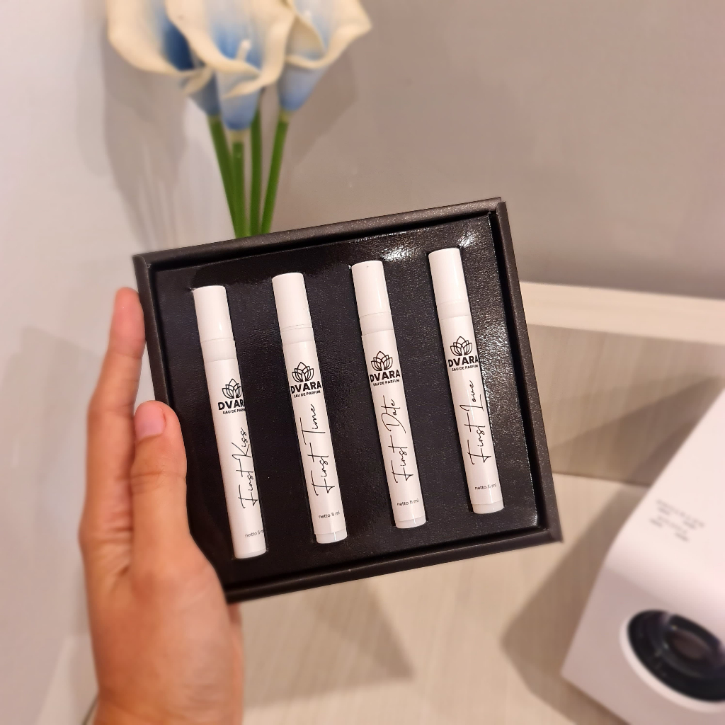 PAKET BUNDLING 4 BOTOL PARFUM DVARA TRAVEL SIZE KEKINIAN ISI 5 ML SPRAY BPOM