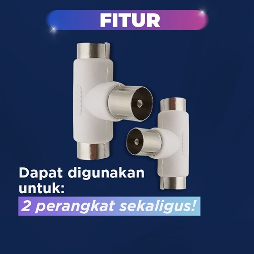 T Antena TV Konektor Percabangan TV 1 Antena 2 TV Ekonomis BA-114