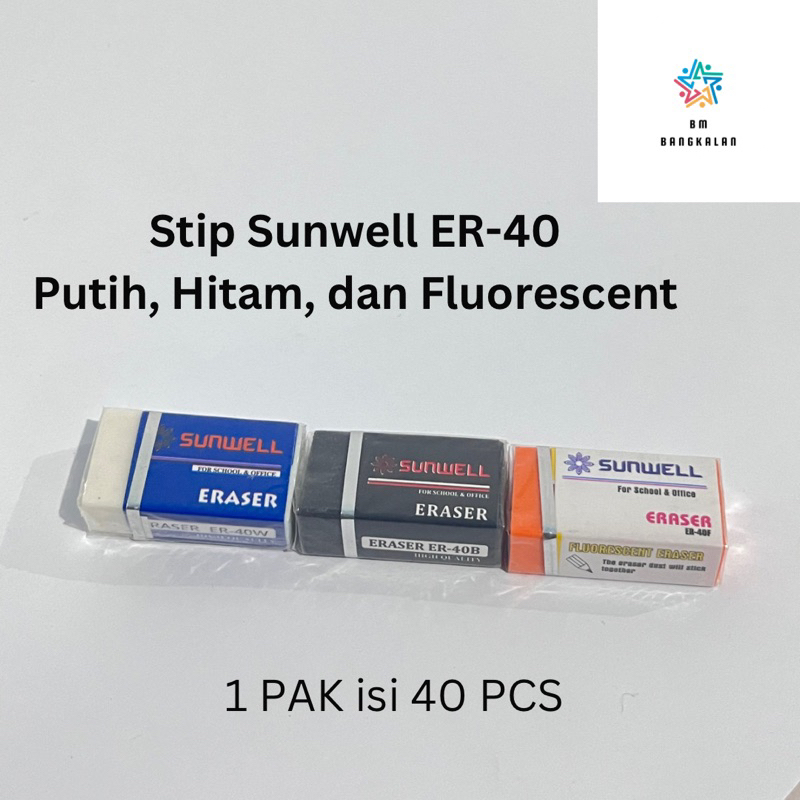 

Stip Penghapus SUNWELL ER-40 Putih, Hitam dan Fluorescent