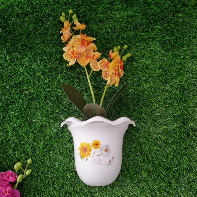 bunga hias dinding / anggrek tempel/ hiasan dinding / anggrek 2 cabang