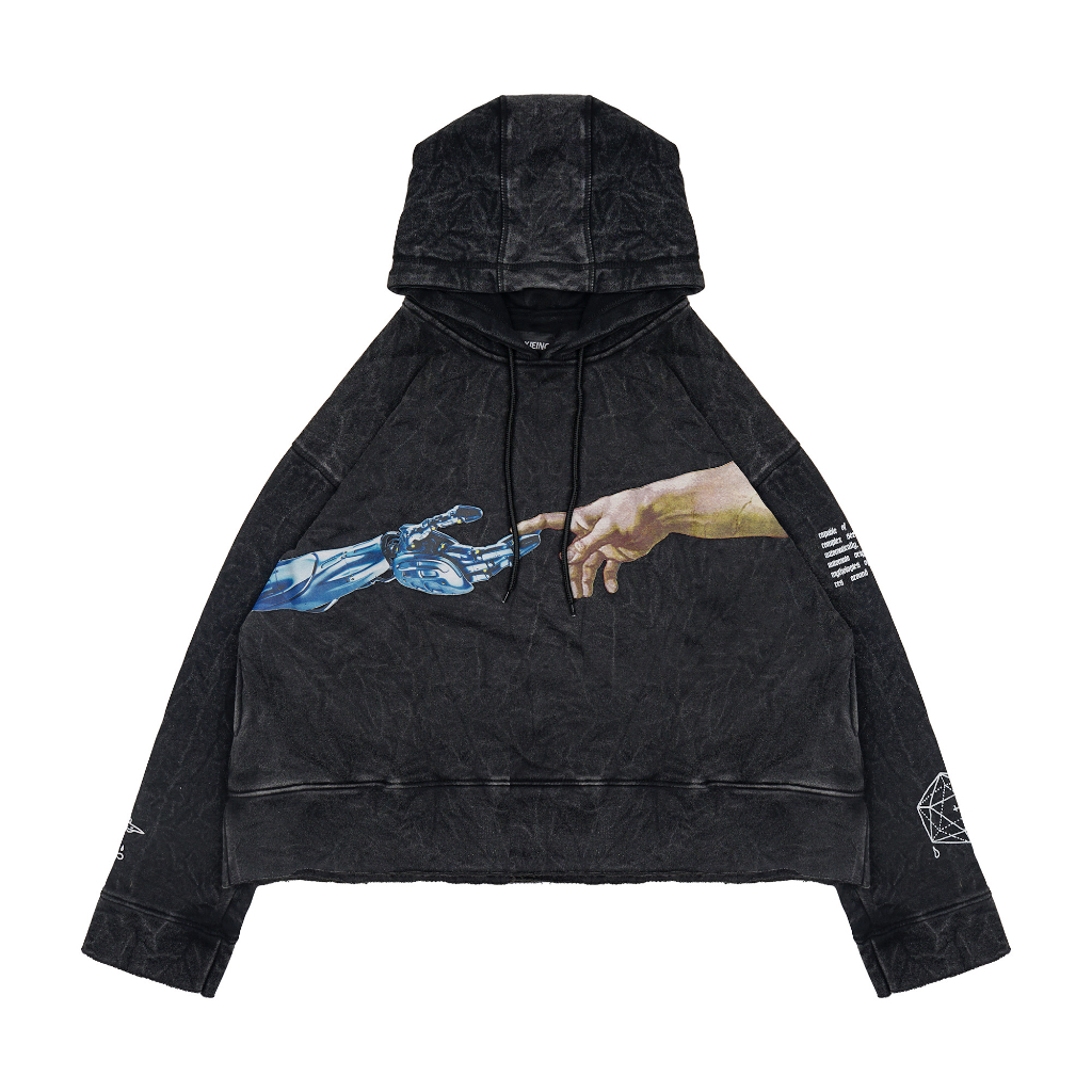 Moxie Hoodie Crop Washed Unfinish Oversize Touch