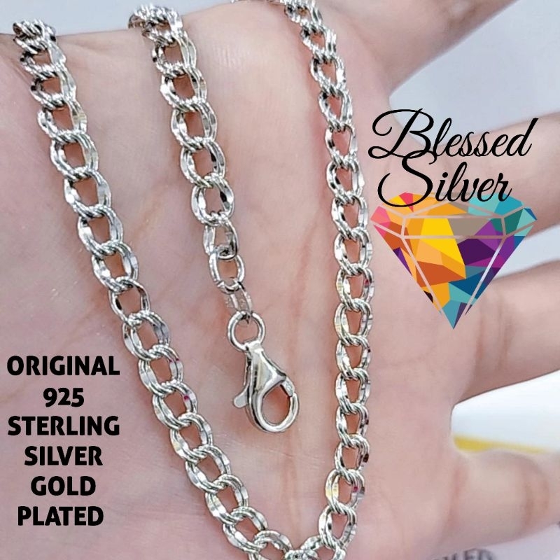 KALUNG PERAK ASLI 925 LAPIS EMAS MODEL RANTAI