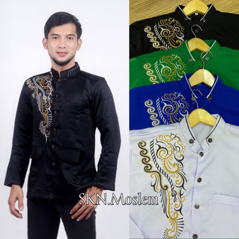 SKN Jasko Motif RANTAI M L XL XXL Koko Modern Semi Jas Kain High Twist Premium Baju Muslim Pria Terb