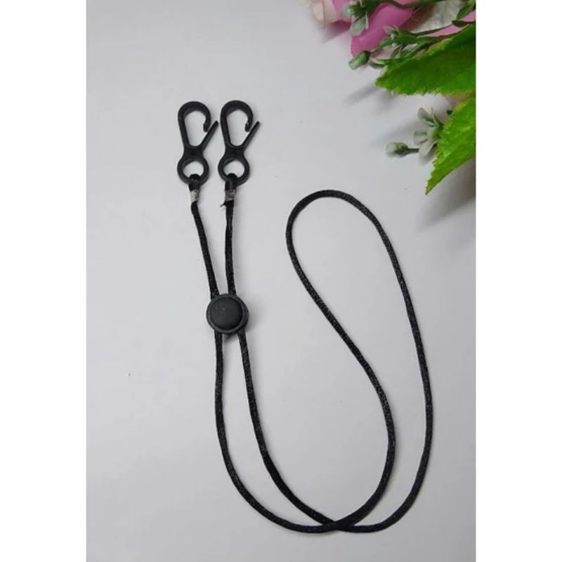 Kalung/ tali Masker / Strap konektor Masker /Hitam Polos Multi Fungsi