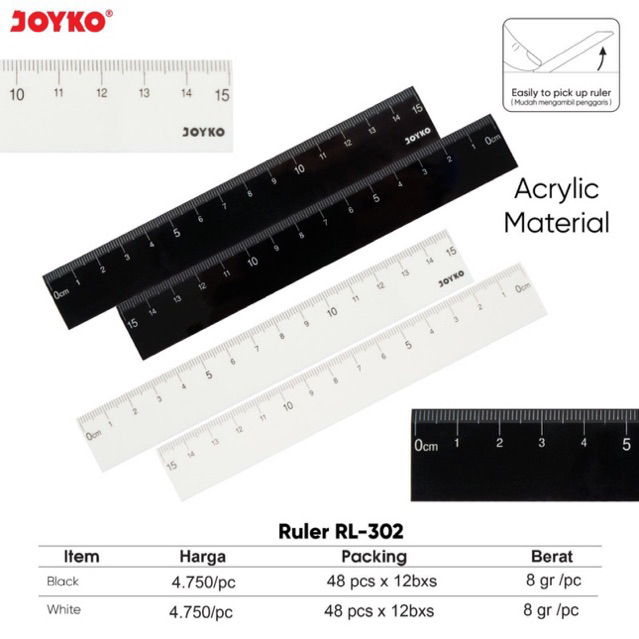 

Penggaris Acrylic 15 cm / Garisan Plastik Acrilik / Ruler 15cm RL-302 Joyko ( harga 1 pcs)