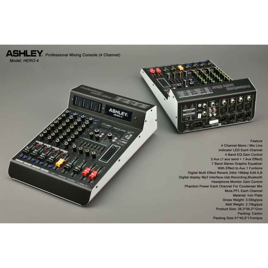 Mixer Ashley Hero 4 Channel Original Multi Effect 199dsp