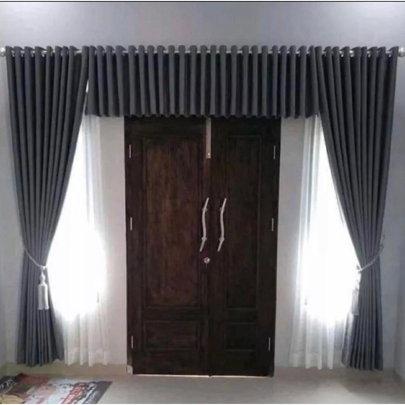 (paket hemat) gorden satu set poni renda kristal/gorden pintu utama blackout/gorden poni satu set re
