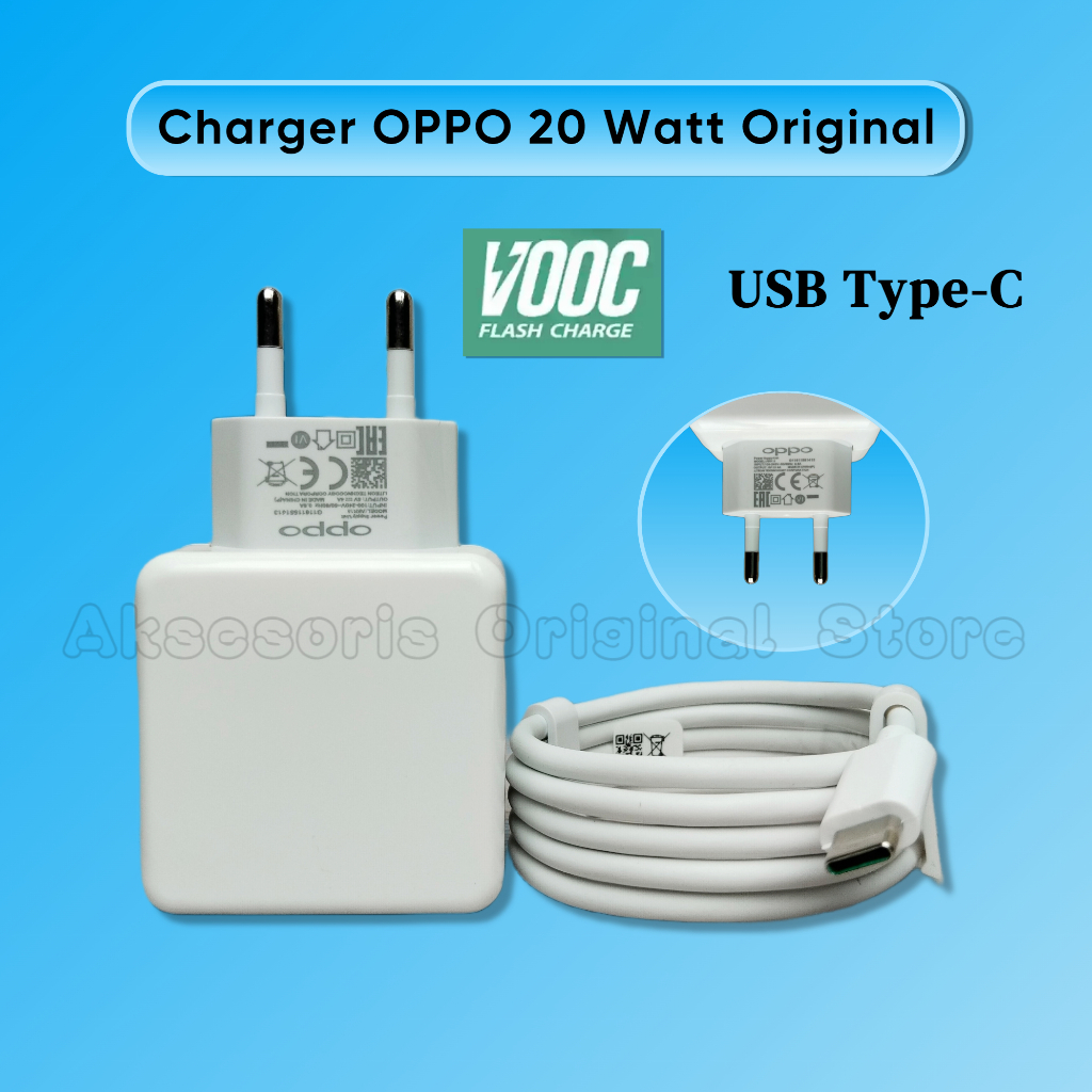 Charger Casan Carger OPPO 20 Watt USB Type C VOOC Flash Charging ORIGINAL 100%