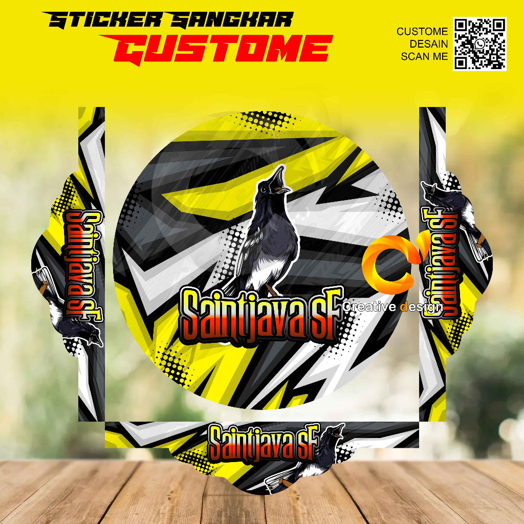 STICKER DECAL SANGKAR BULAT MOTIF KACER